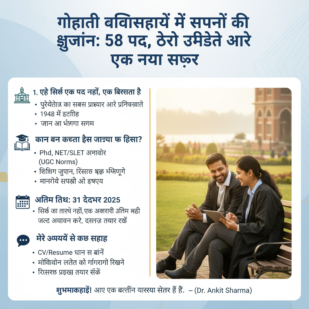 गौहाटी विश्वविद्यालय भर्ती 2025: 58 प्रोफेसर पदों पर सुनहरा मौका