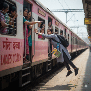 मुंबई लोकल ट्रेन घटना में महिला कोच से छात्रा को धक्का
