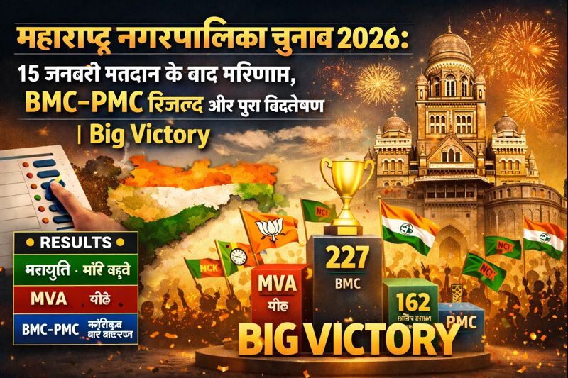 महाराष्ट्र नगरपालिका चुनाव 2026: 15 जनवरी मतदान के बाद परिणाम, BMC–PMC रिजल्ट और पूरा विश्लेषण | Big Victory