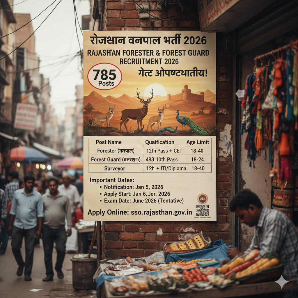 Rajasthan Forest Guard Recruitment 2026: 785 पदों पर भर्ती, योग्यता, आयु सीमा, आवेदन प्रक्रिया | Great Opportunity