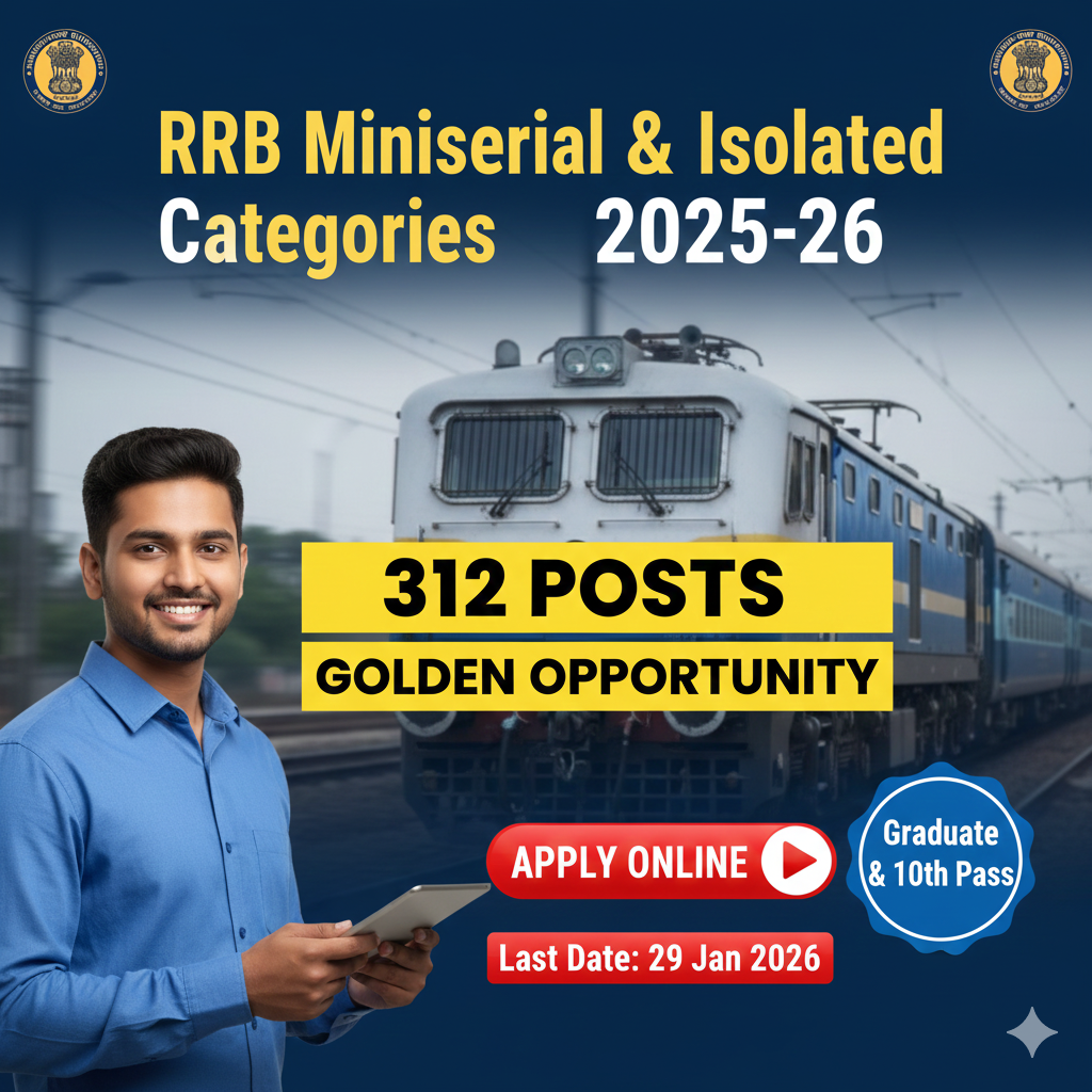 RRB Ministerial and Isolated Categories Recruitment 2025: 312 Posts | Big Golden Opportunity